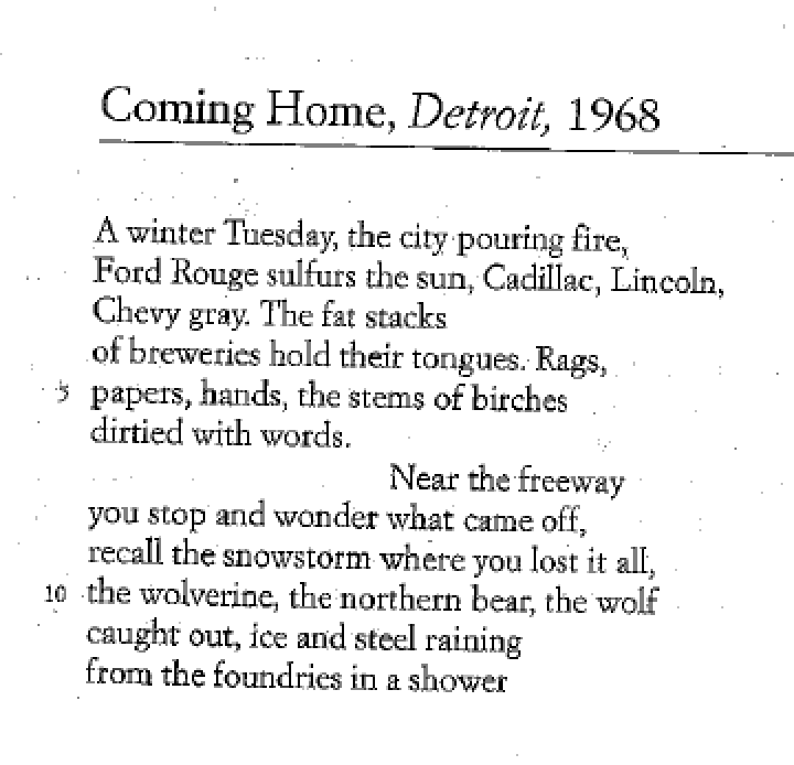 Philip Levine Home, Detroit, 1968” Keywords The New
